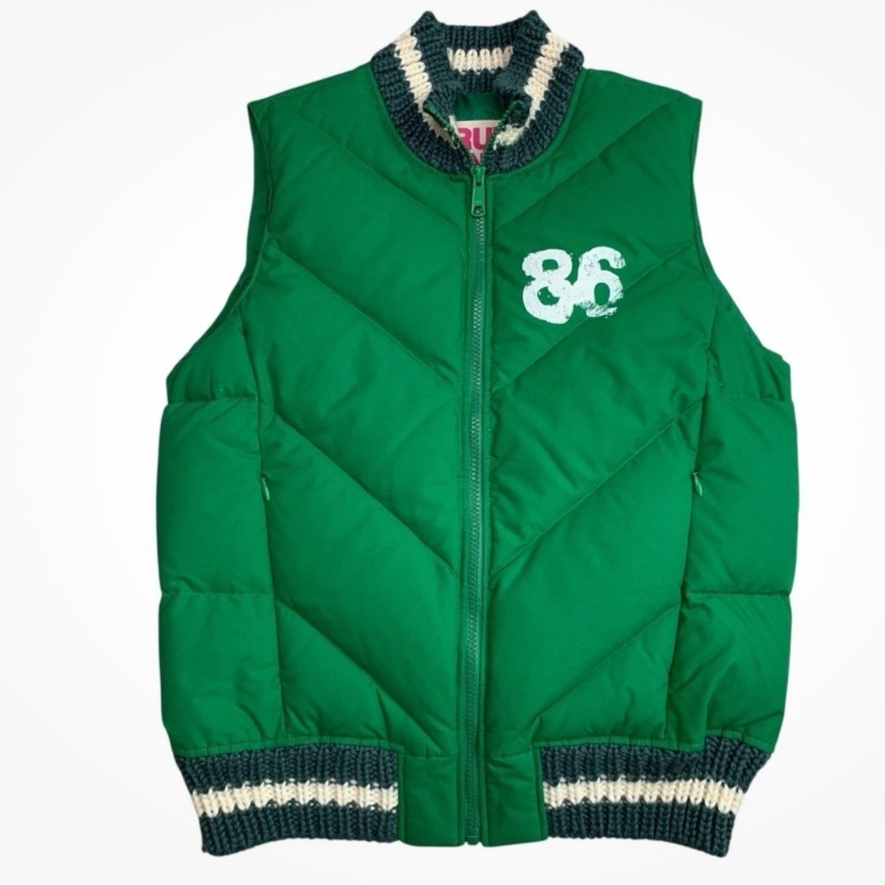 Victoria's Secret TRUE PINK LOVE Down Puffer zip Vest collegiate green NEW M/L